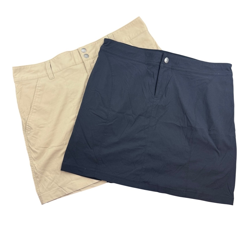 Columbia Skort Women 12 Tan Black Omni-Shield Hiking Activewear‎ Bundle 2pk